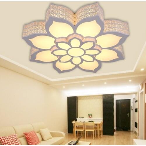 Fancy Iron Romantic Individuality Living Room Light LED Ceiling Lamp Bedroom Study Lotus Lantern Ceiling lights AC110-240V
