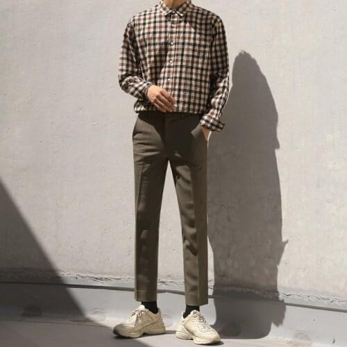 Autumn new trendy pants mens Korean version of the trend of all-match casual trousers Slim 9-point trousers suit trousers