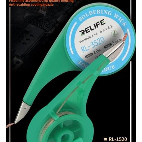 RL-1520 1.5 2 2.5 3 3.5mm Width 2M Length Desoldering Braid Welding Solder Remover Wick Wire Lead Cord Flux BGA Repair Tool