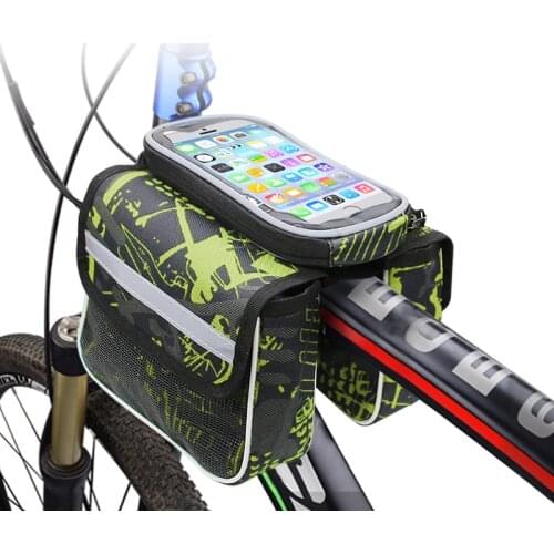 ODM 2 In 1 Bicycle Bags Front Frame MTB Bike Pannier Waterproof Touch Screen Top Tube Mobile Phone Bag For Cycling Accessories