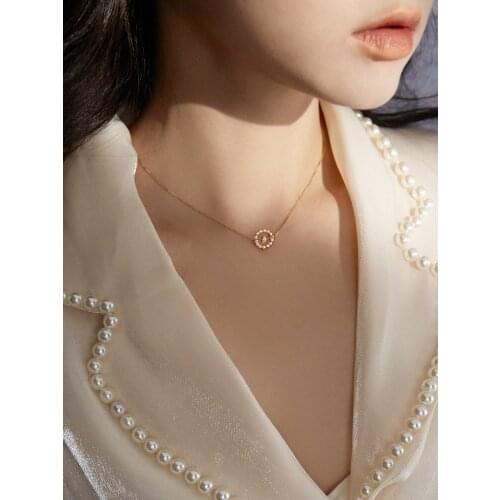 New circle exquisite transfer bead luxury necklace sterling silver clavicle chain female personality ins cold wind temperament