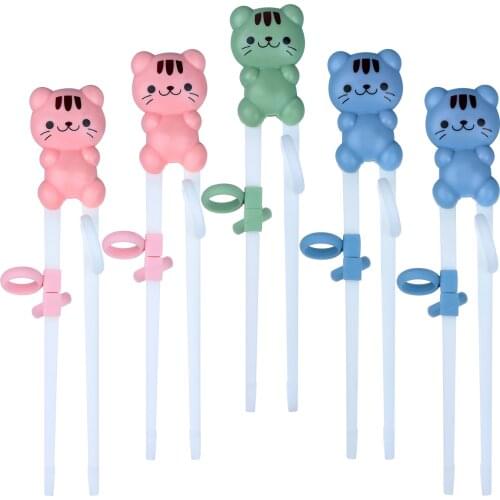 Wusteg 5 Pack Childrens Chopsticks Cat Shaped Baby Training Chopsticks, Chinese Traditional Culture Chopsticks Learners Gift