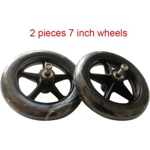 2 PCS 7 inch wheel tire 7" solid tyre Wheelchair Front Wheel Universal Wheel Accessories Wheelchair Wheel Front Small Wheel