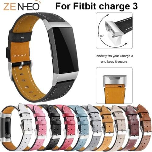 Luxury Colorful Leather Replacement Wristband For Fitbit Charge 3 Bracelet Straps For Fitbit Charge 3 Smart watch Wrist Strap