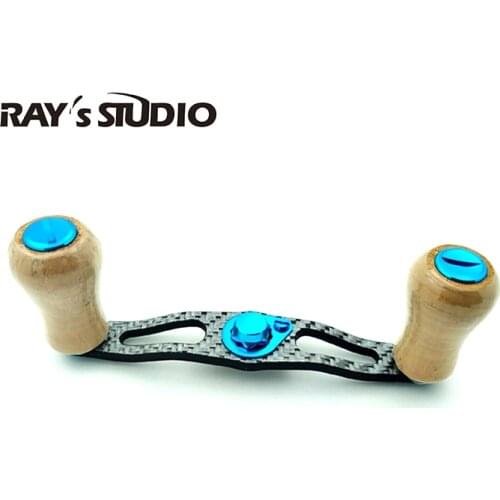 DIY silver-colored curved carbon crank for fishing reel + cork knobs,free shipping