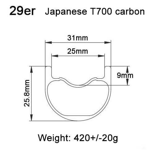 Width:31mm Depth:25.8mm 29er Mountain Bike Rim All Mountain Hookless Tubeless Ready PRO-Serie