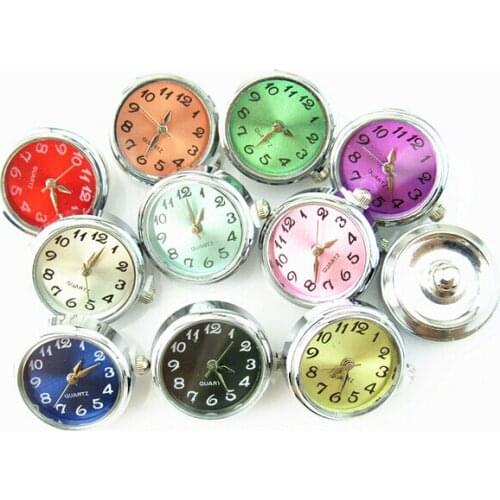 Mix random color 10pcs/lot Watch snaps buttons fit snaps buttons bracelets ginger snaps necklace Watch Face Click Snap Buttons