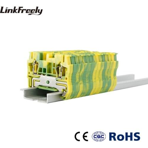 ST-1.5PE 10pcs Plug-in Type Spring Electrical Ground Wire Terminantor Terminal Block Connectors Din Rail for Wiring Connection