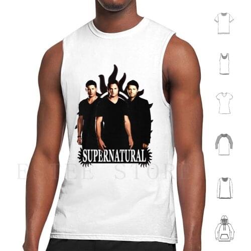 Supernatural 3 Tank Tops Vest Cotton Supernatural Spn Dean Sam Winchester Bobby Castiel Cas Angel Demon Jensen Ackles Jared