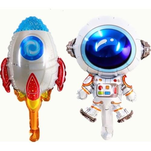 Cartoon Ball Toy Blowing Car Airplane Rocket Aluminum Foil Balloon Astronaut Baby Birthday Party Decoration Boy Supplies