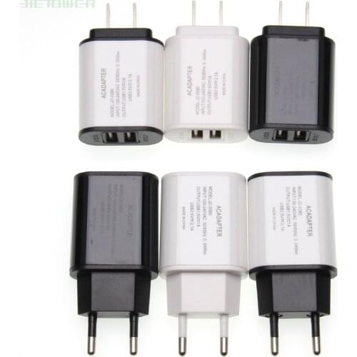 300pcs/lot 5V 2A EU US Plug 2 USB Ports USB Charger Power Wall Adapter Mobile Phone Charging for IPhone X MAX IPad Samsung S8