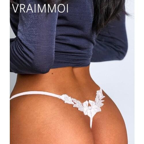 VRAIMMOI French Luxury Floral Embroidered Sexy Panties Low Waist String Solid Temptation Thin Womens Underwear Seamless Briefs