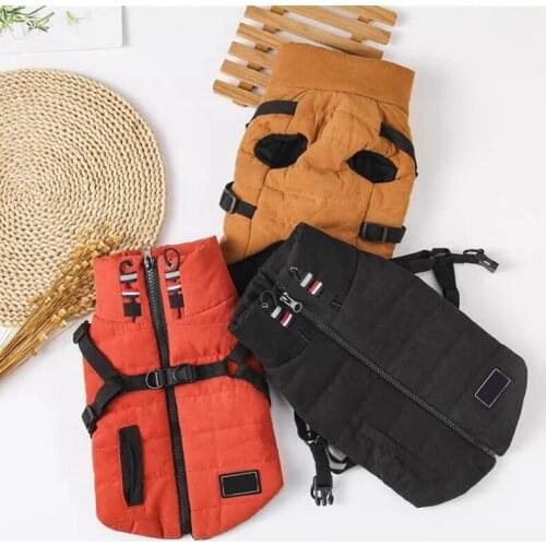 Autumn Winter Pet Dog Clothes Outdoor Keep Warm Harness Jacket For Small Dogs Chihuahua Vest French Bulldog Thickening Coat