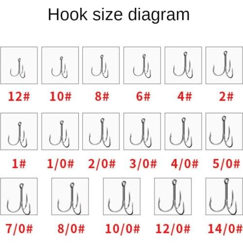 10pcs/Lot Treble Hooks 12-10/0 Multiple Sizes High Carbon Steel Fishing Gear Fishhooks Lure Large Medium Small