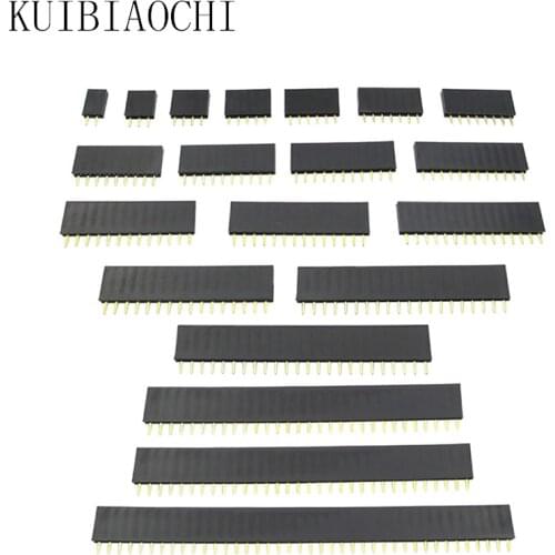 10pcs Pin Header 2.54mm Pitch PCB Female Pin Header Connector Straight Single Row 2/3/4/5/6/7/8/9/10/11/12/13/14/15/16/20/40 Pin