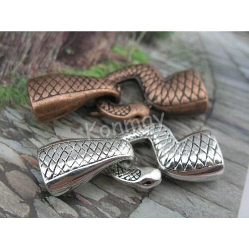 2Colors--10 Sets 10.5x6.4mm Snake Head Hook Clasp For Licorice Leather Cord--CLP1039