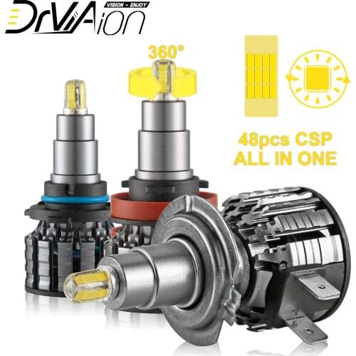 2pcs 12V Auto Car Headlight 6000K Fog Light 4 Side 360 Degree LED 14000LM LED Bulb H1 H4 H7 H8 H9 H11 9005 HB3 9006 HB4