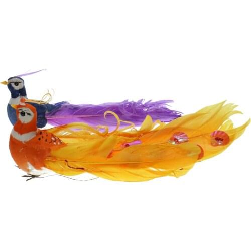 2Pcs Colorful Bird Figurine Beautiful Home or Garden Art Decor Artificial Simulation Animals Crafts