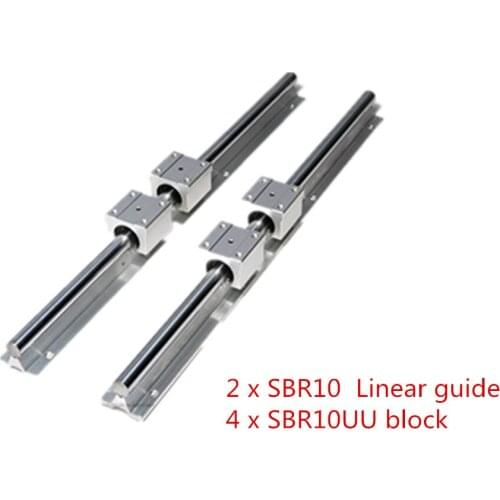 2pcs SBR10 300 400 500 600 800 1000 1200 1300 1500mm Fully Supported Linear Rail Slide Shaft Rod + 4Pcs SBR10UU Bearing Block