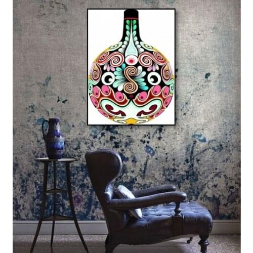 Free Shipping Graffiti Cartoon Painting 100%Hand Painted Oil Painting Facial Makeup On Canvas For Room Decoration