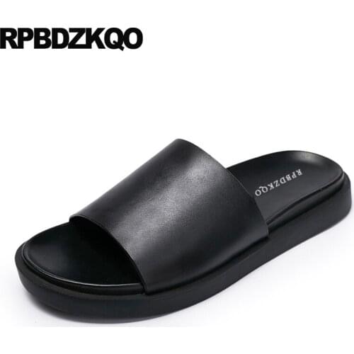 Slippers Slip On Outdoor Beach Platform Men Sandals Leather Summer 2018 Famous Brand Black Shoes Designer Flat Breathable Slides