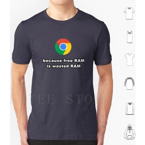 Free Ram Is Wasted Ram T Shirt Diy Big Size 100% Cotton Chrome Free Ram Wasted Browser Google Green Red Yellow Circle Logo Meme