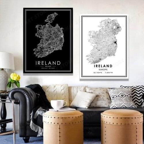 IRELAND Posters and Prints Paintings on Canvas Wall Art Pictures Home Decor World Map Customizable