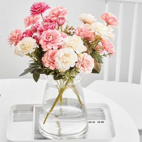 1Pc Artificial Flower Vivid Decorative Portable 6 Heads Peony Fake Plant for Wedding Bonsai Stage Party Office Desktop Decor