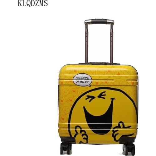 KLQDZMS Cute Rolling Luggage 18inch Carry On Trolley Suitcases Wheel Travel Bag