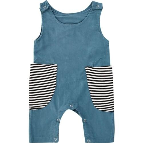 2020 New Baby Girls Rompers Newborn Kids Pocket Jumpsuit Summer Infant Girl Sleeveless Playsuit Sunsuit Cotton Clothes 0-24M