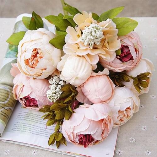 Beautiful 1 Bouquet Artificial Peony Flowers Wedding Decorations Photo Prop
