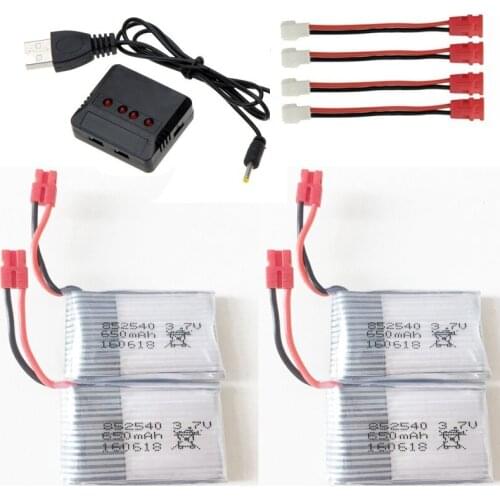 Wholesae 4x Rc lipo Battery 3.7V 650mAh 650mAh 500mah With 4 in 1 X4 Charger For Syma X5HC X5HW RC Quadcopter RC Drone