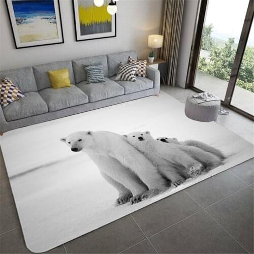 Cute Polar Bear Children Room Carpet 3D Animal Carpet Rug Living Room Flannel Sponge Bath Mat Absorbent Home Decor Hallway Rug