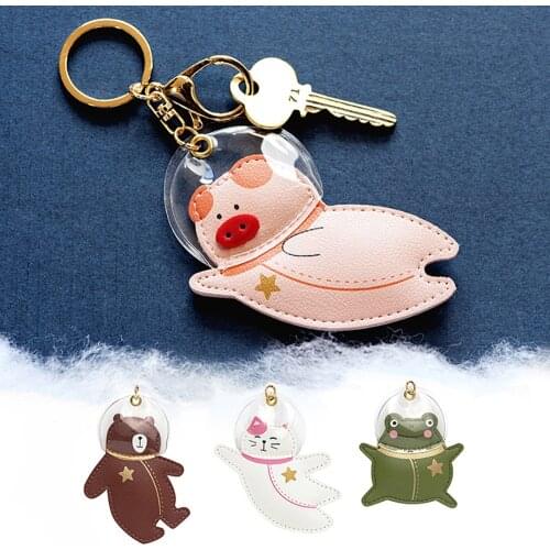 Cute Animal astronaut Keychain Girl Women Kawaii Key Chain Key Ring Holder Gift For Bag Purse Charm Pendant Jewelry Accessories