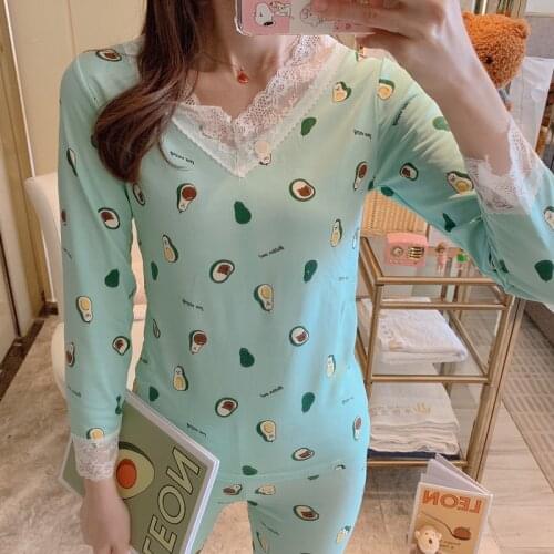 2019 Fashion V-neck Lace Sexy Slim Warm Long Johns Ladies Slim Underwears Sets Bottoming Women Tunic Winter Warm Women Underwear