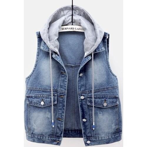 Fashion Denim Vest Women Korean Big Pocket Short Clothes Plus Size Loose Sleeveless Jacket Vintage Jeans Waistcoat Female G780