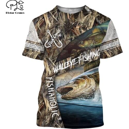 Walleye Fishing 3D Printed men t shirt Harajuku Fashion Short sleeve shirt summer streetwear Unisex tshirt tops