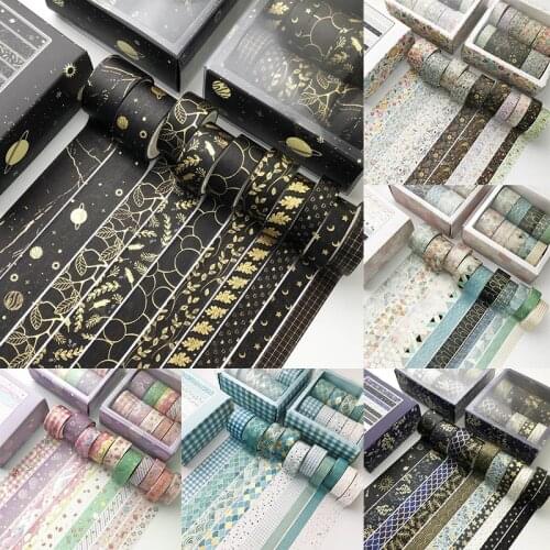 60 Pcs Foil Gold Washi Tape Set Vintage Black Galaxy Masking Tape Cute Decorative Tape Sticker Scrapbooking DIY Diary Stationery