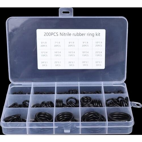 O Ring Set Hydrolock Rubber 200 Stks/set O-Ringen Washer Pakking Afdichting O Ring Kit Assortiment Siliconen Rubber Ring 15 Size