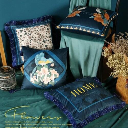 Full Bloom Pillow Cushion Cover Elegant Flowers Birds Throw Decorative Pillows Cojines Decorativos Para Sofa Coussin Cushions