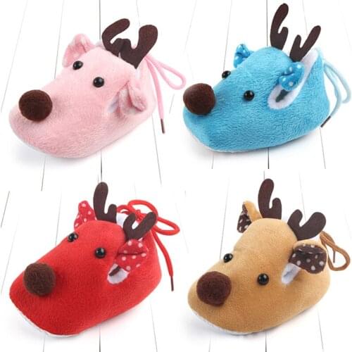 New Baby Shoes Infant First Walkers Soft Sole Anti-slip Baby Crib Shoes Cute Christmas Deer Shape Infant Sneakers