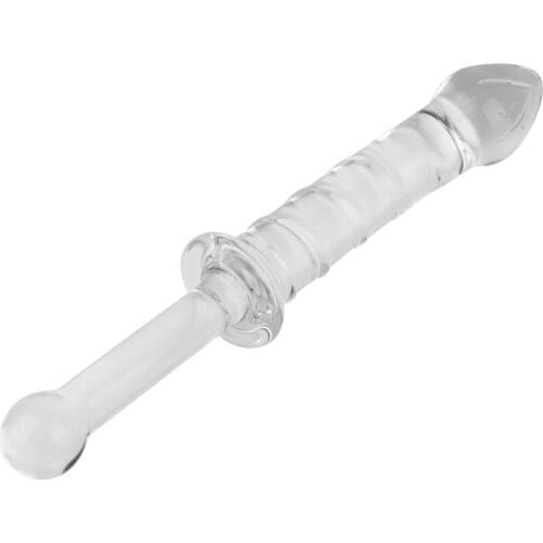 New Crystal Glass Fake Penis Glass Dildos With a Handle Easy Insert Vagina Anal Butt Plug For Female Masturbation