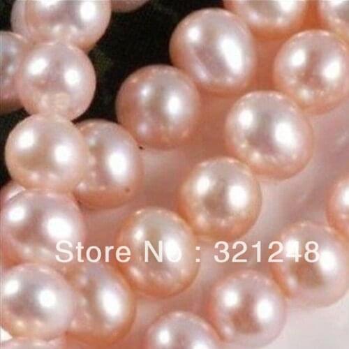 Charms 7-8mm natural freshwater cultured pink pearl nearround loose beads high grade women party prom gift diy jewelry 14"GE4503