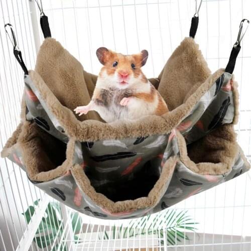 Durable Warm Pet Printing Hanging Bed Three-layer Moisture-proof Breathable Pet Hamster Sleeping Hammock Pet Supplies