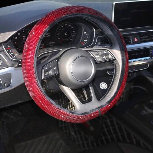 Diamond Crystal Car Steering Wheel Covers D Shape Bling Rhinestone Wheel Cover for Girls Car Accessories
