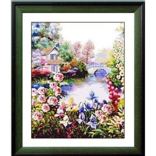 Country bridge patterns Counted Cross Stitch 11CT 14CT 18CT DIY Cross Stitch Kits Embroidery Needlework Sets home decor