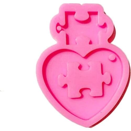 Autistic Love Puzzle Resin Casting Mold Heart Puzzle Pendant Keychain Silicone Mold Jigsaw Puzzle Epoxy Resin DIY Tools