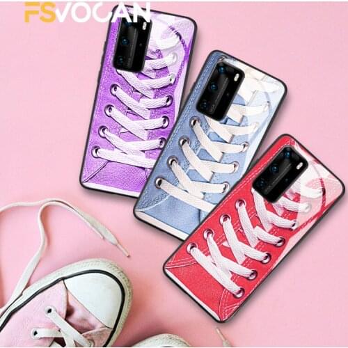 Sports Sneakers Phone Case For Huawei P30 P40 Lite E Pro P20 4G Honor 10 10i Mate 20 30 Plus 8X 9X Nova 5T 5G Shoes Lace Cover