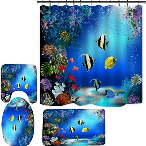 Tropical Ocean World Waterproof Bathroom Furniture Shower Curtain Set in the Bathroom for Modern Accessory Bathroom Bath Product