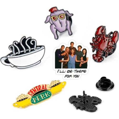 TV Friends Central Park Logo Hot Coffee Cup You're My Lobster Brooch enamel pin Women Men Lapel Collar Brooches Pins